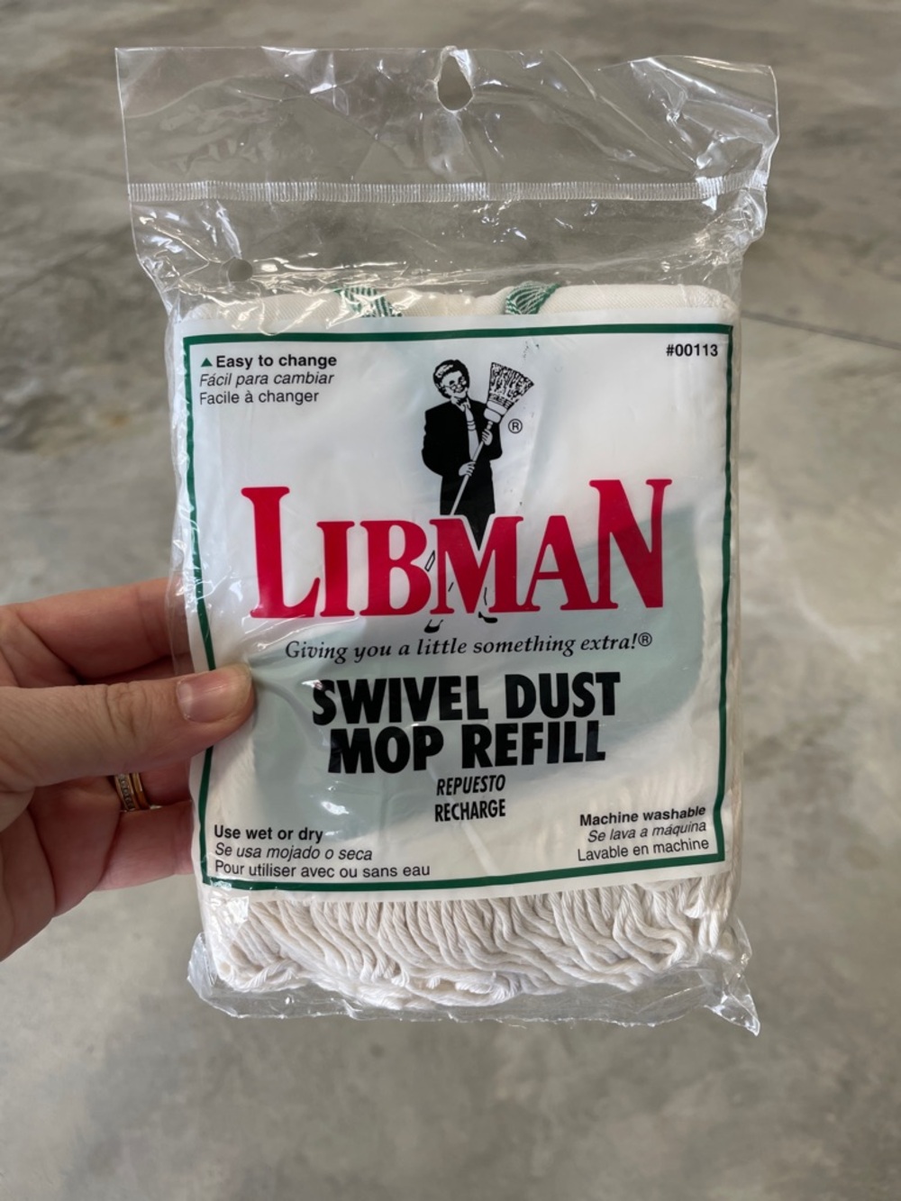 NEW LIBMAN Swivel Dust Mop Refill #00113 Machine Washable Wet Dry NOS